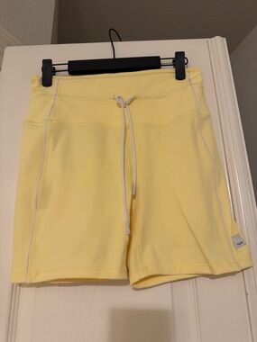 Vuori Pale Yellow Drawstring Active Shorts